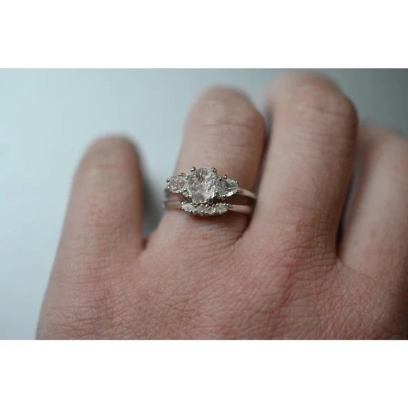 COPY - Engagement ring set, raw diamond ring raw stone ring alternative …